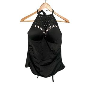 Black High-Neck Women's Swim Tankini Top